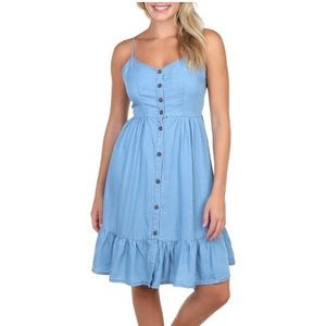 Love Tree Button Down Ruffle Spaghetti Strap Sun Dress